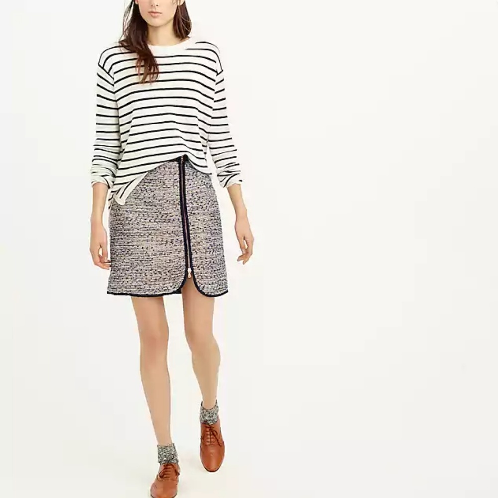 J. Crew metallic tweed zip skirt size 2